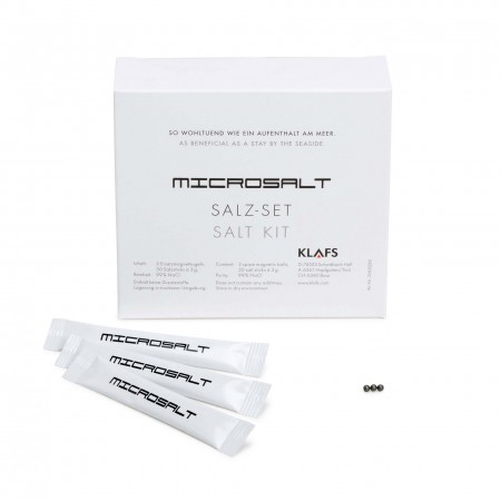50vnt. druskos paketėlių KLAFS Microsalt Saltprox įrenginiui + 3 nerūdijančio plieno maži rutuliukai